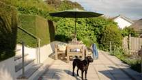 The back garden has been cleverly designed in terraces to make the most of the space.