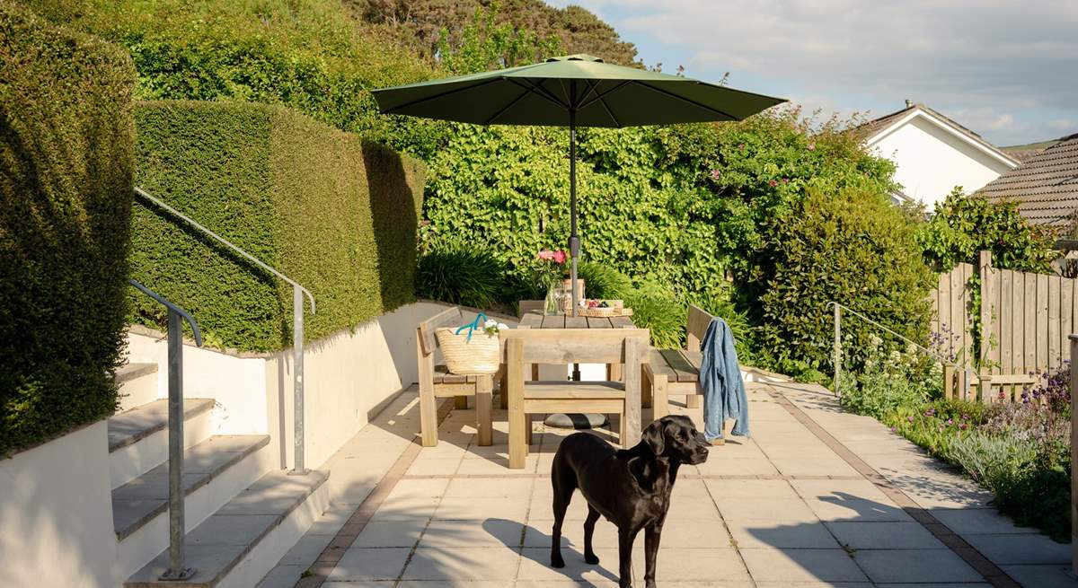 The back garden has been cleverly designed in terraces to make the most of the space.