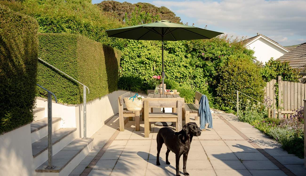 The back garden has been cleverly designed in terraces to make the most of the space.