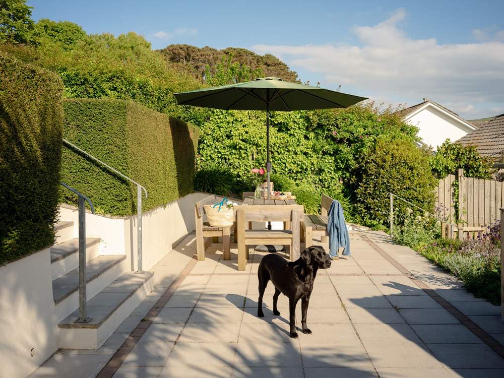 The back garden has been cleverly designed in terraces to make the most of the space.