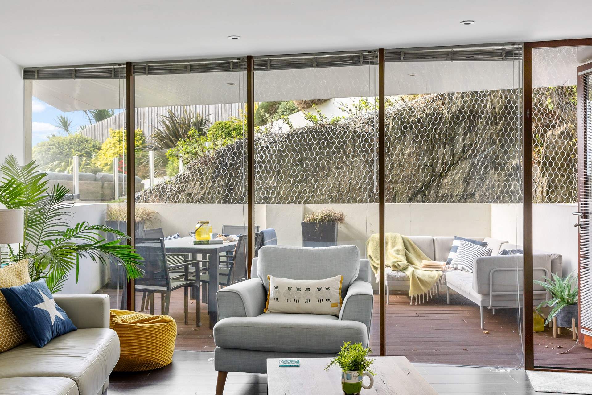 The sitting area leads out to the rear terrace.