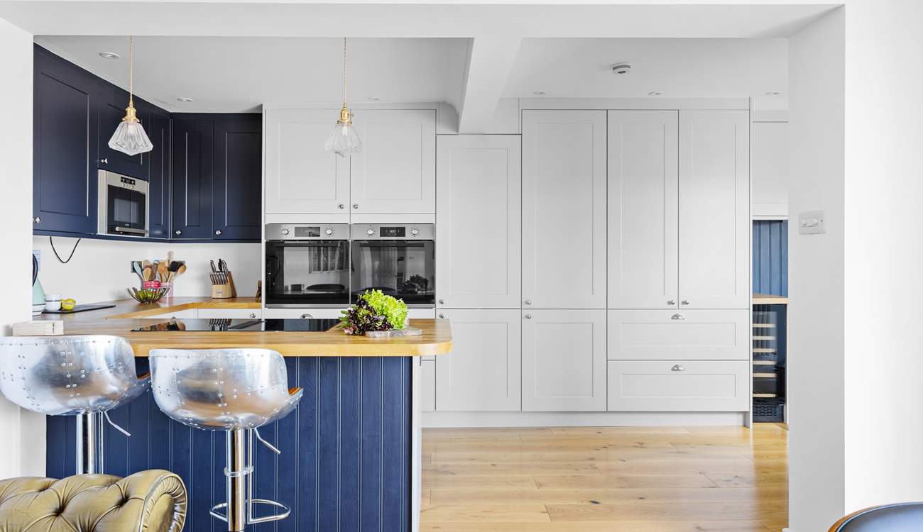 Perch at the breakfast bar and chat with the chef. 