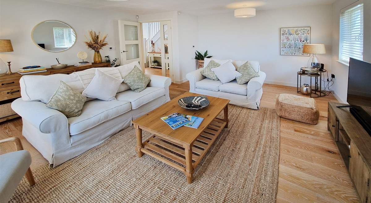 The sitting-room is an oasis of calm, neutral tones. 