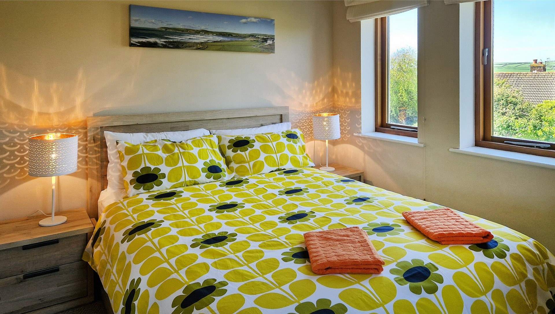 The cosy double bedroom is on the first floor. 