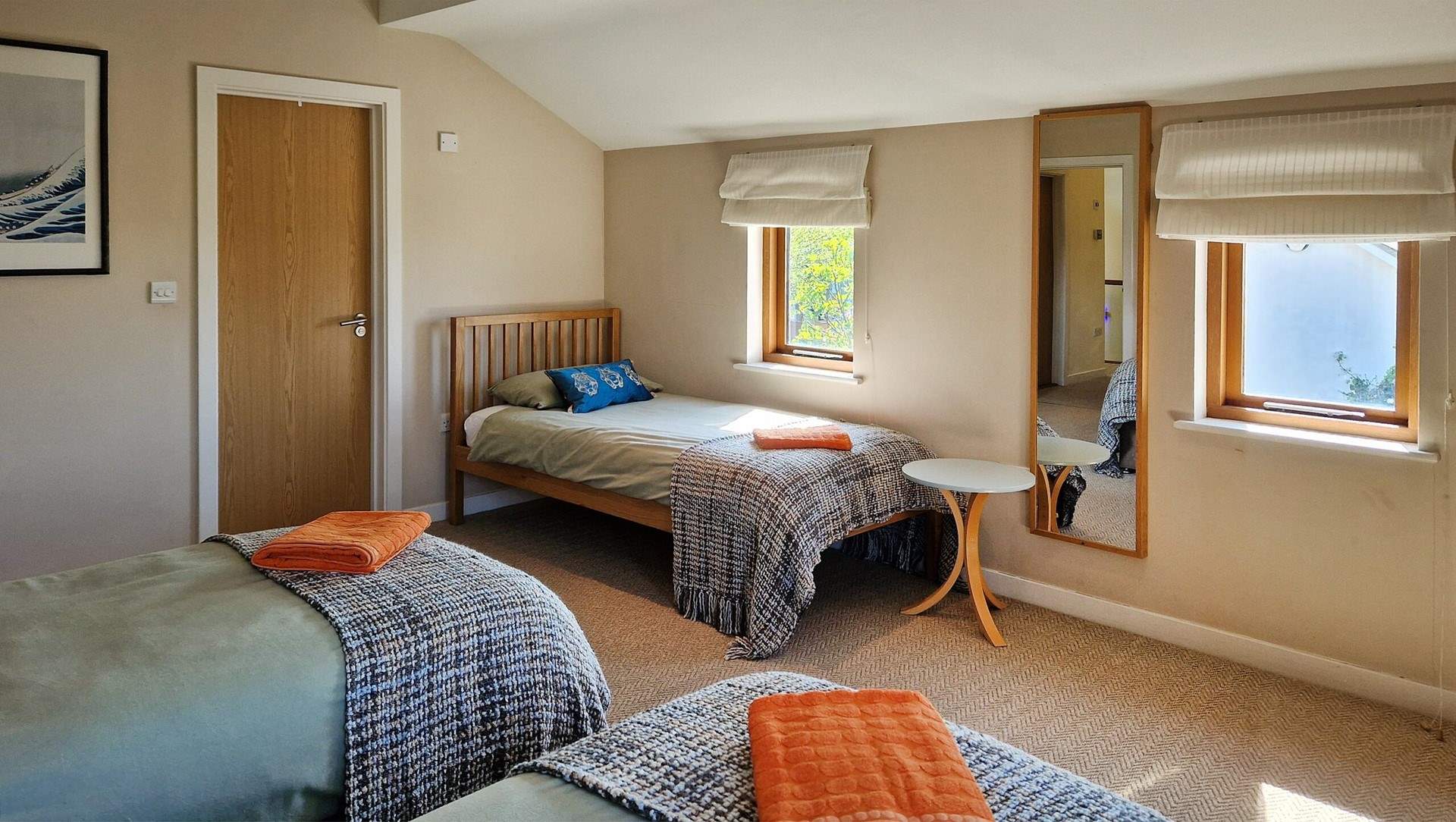 Bedroom two has a zip and link bed so you can choose either a king-size double or twins, and an additional single bed. 