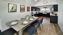 The kitchen and dining area is lovely and light.
