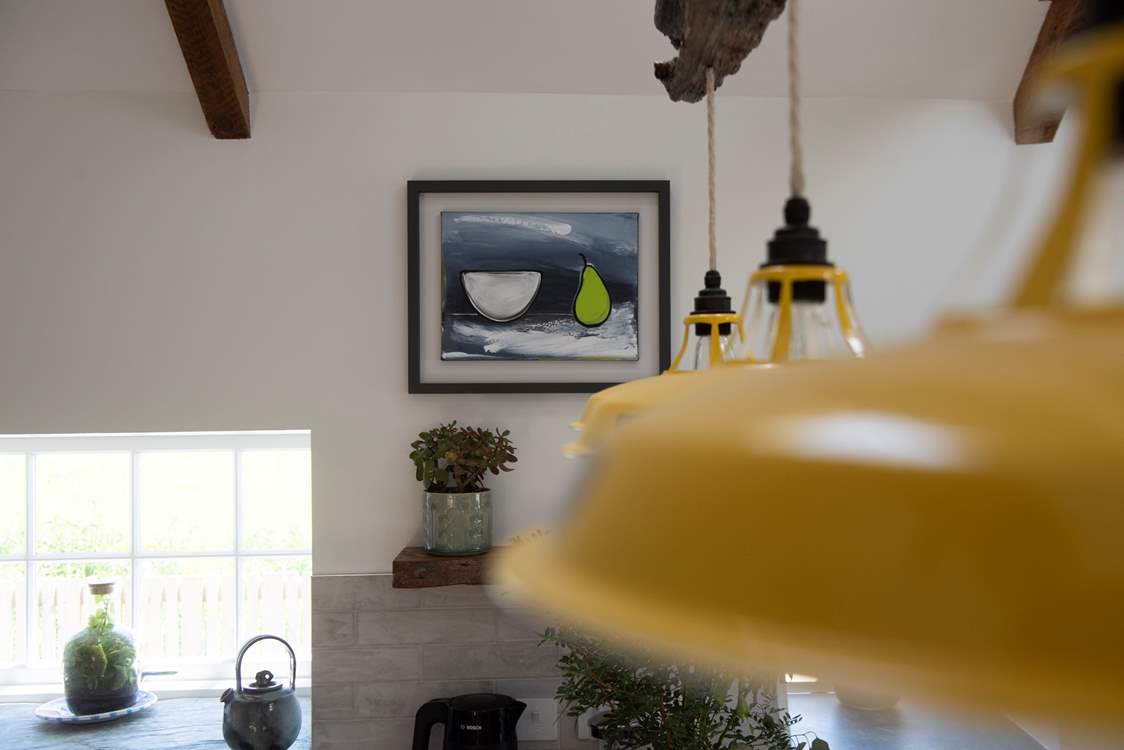 There is beautiful artwork carefully placed throughout the home.