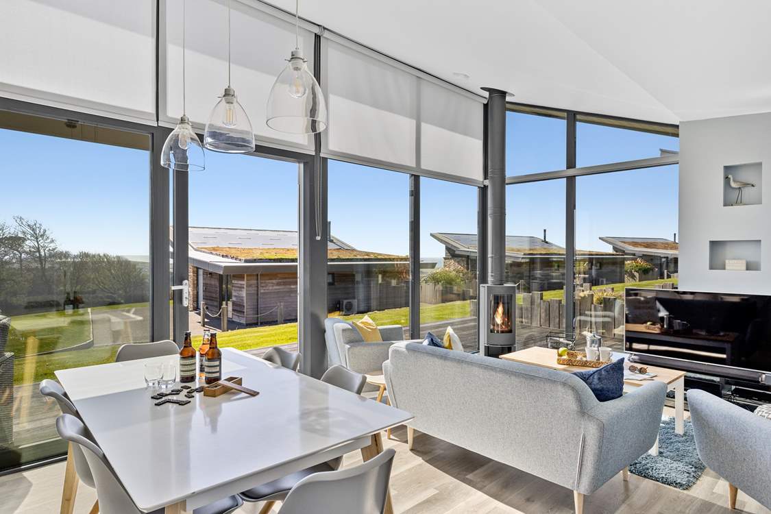 Millook is a lodge for all seasons. In the cooler months, cosy up in front of the wood-burner.