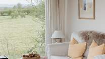 The neutral tones create a calming space. 