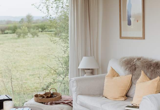 The neutral tones create a calming space. 