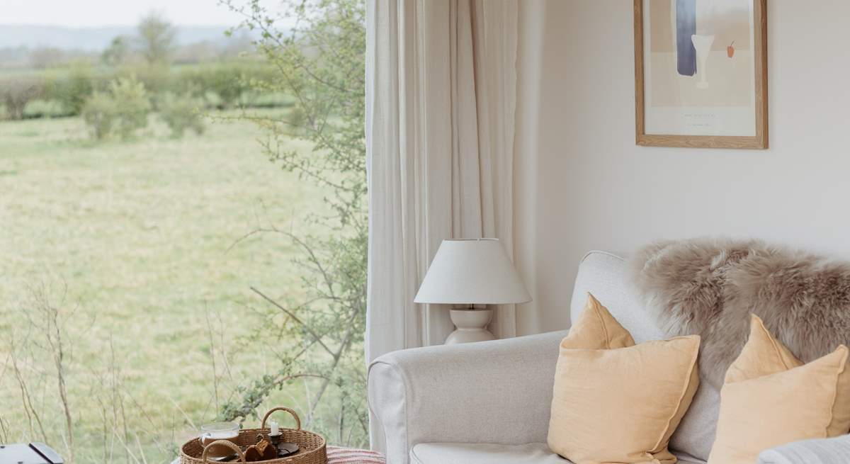 The neutral tones create a calming space. 