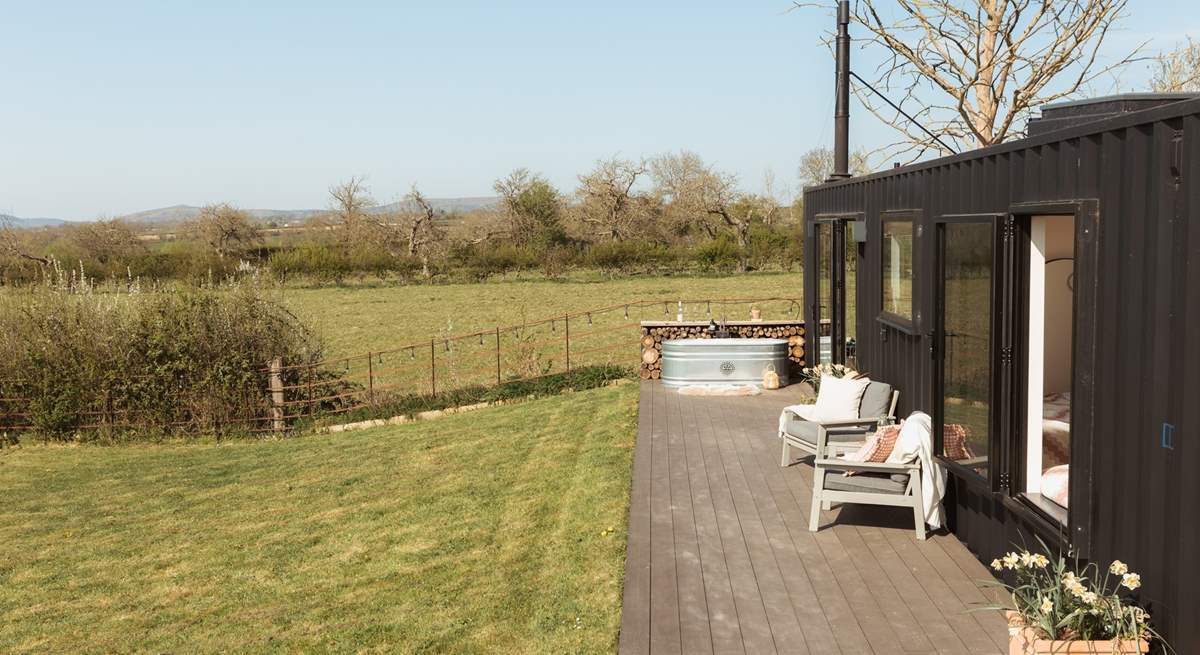 Step outside on to your spacious deck, and enjoy panoramic views of the Somerset countryside.