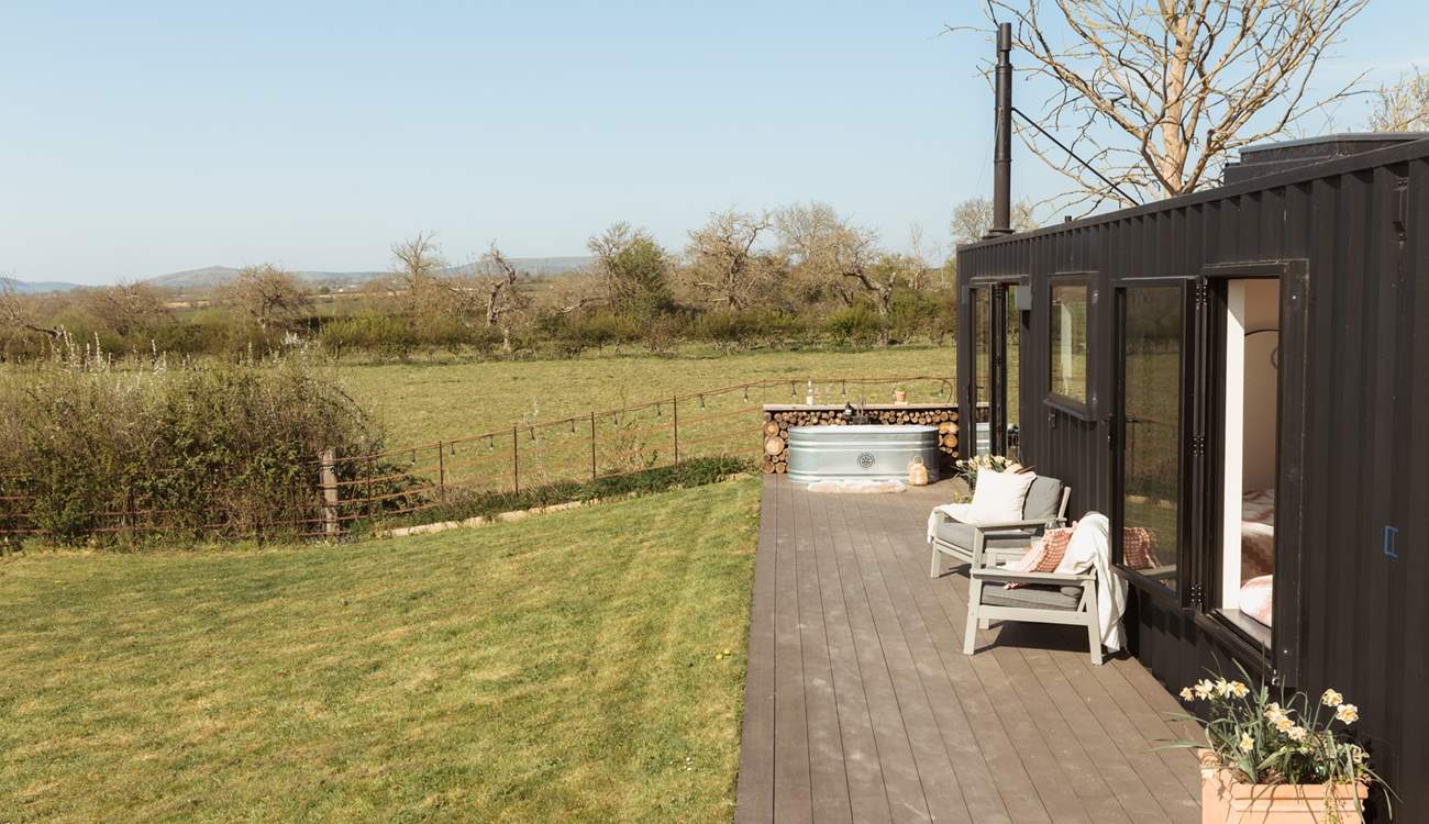 Step outside on to your spacious deck, and enjoy panoramic views of the Somerset countryside.
