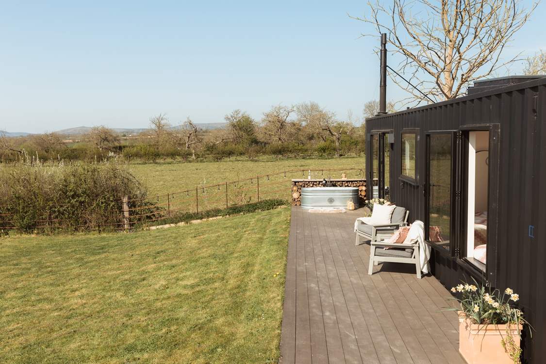Step outside on to your spacious deck, and enjoy panoramic views of the Somerset countryside.