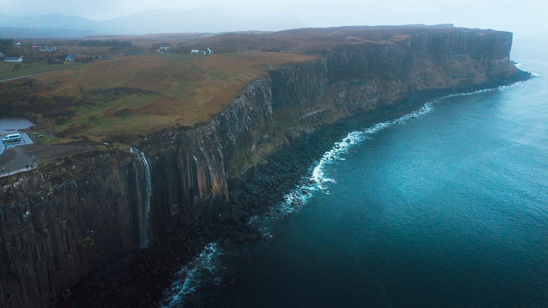 Kilt rock and Mealt Waterfall near Staffin.