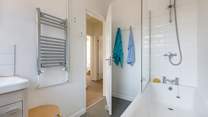 Youngsters can enjoy a bubble bath in the family bathroom.
