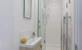 The en suite has a small shower cubicle and wash-basin - please note, there is a no WC however there is a separate WC next door as well as in the main bathroom. - Thumbnail Image