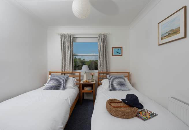 A sweet twin room upstairs.