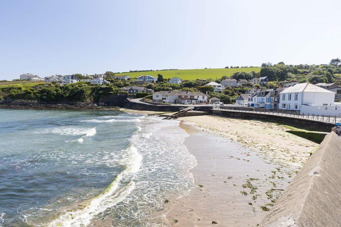 The sandy beach is a stone's throw away.