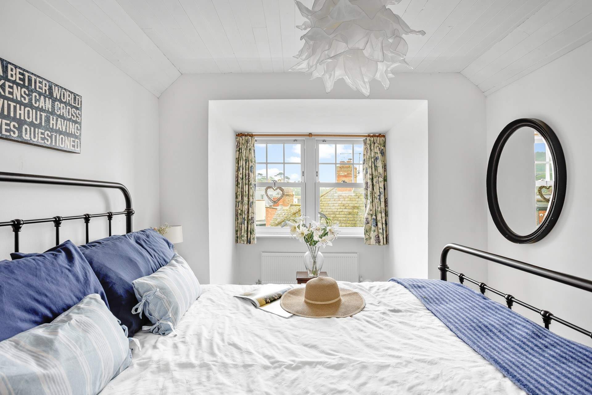 Retiring at night to this inviting king-size bed is always a treat.