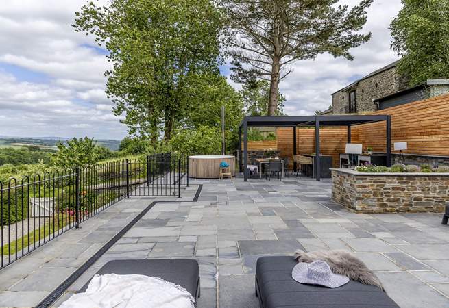 Relax on one of the sun loungers and take in those wonderful countryside views.