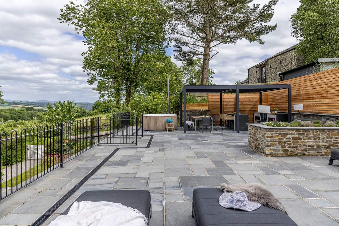 Relax on one of the sun loungers and take in those wonderful countryside views.