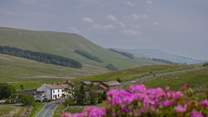 View from the garden with the hills in the distance. 