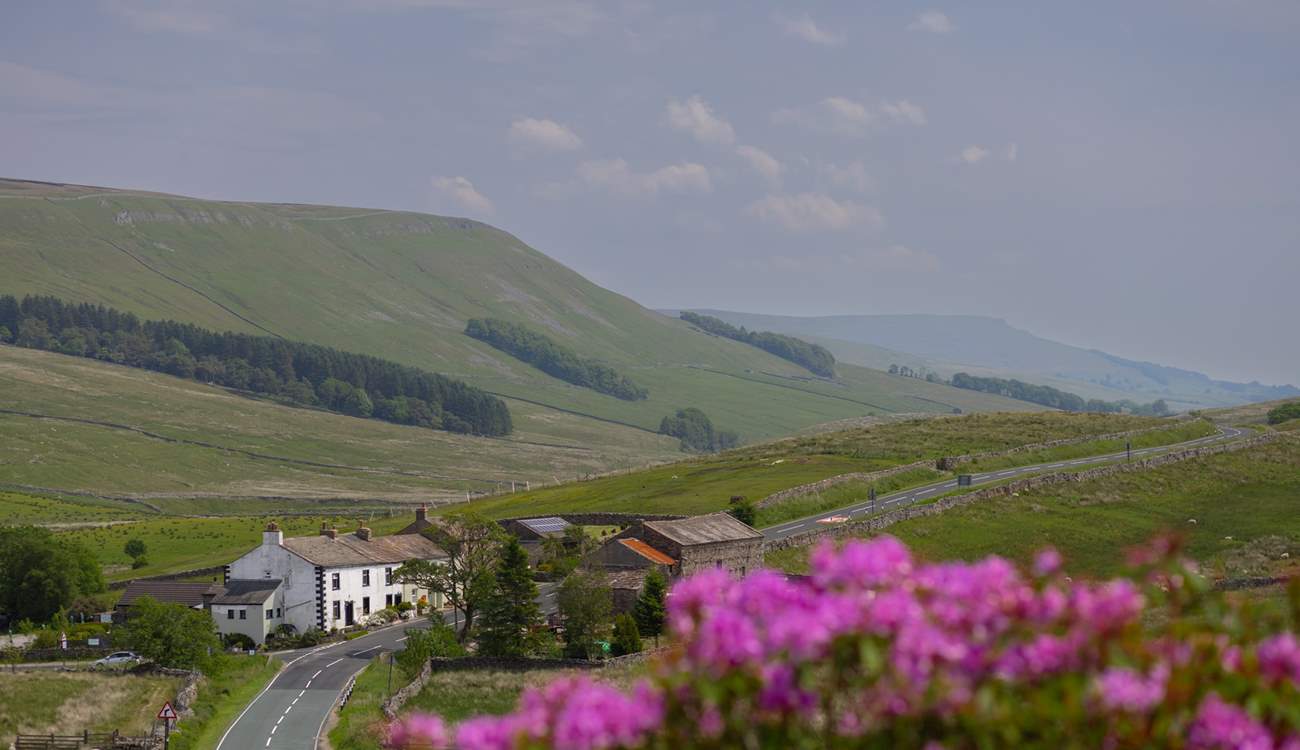 View from the garden with the hills in the distance. 