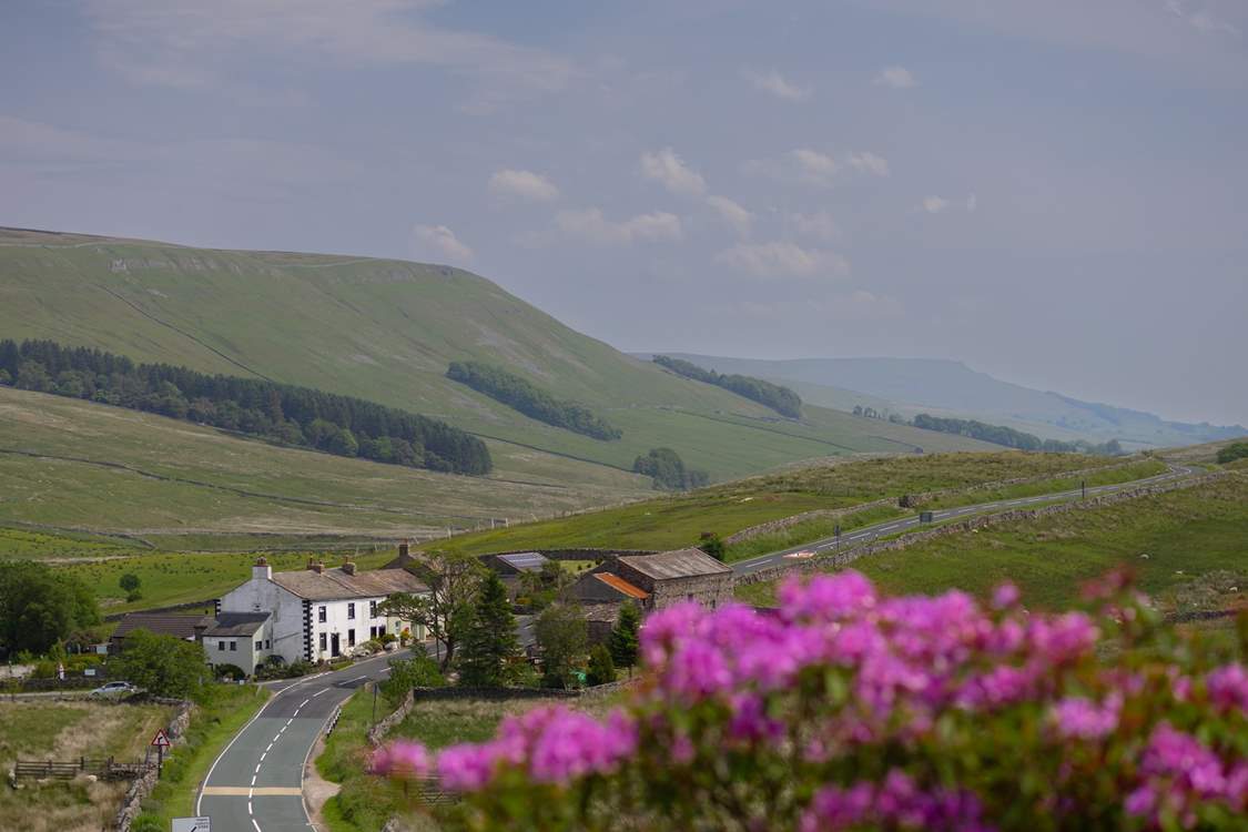 View from the garden with the hills in the distance.