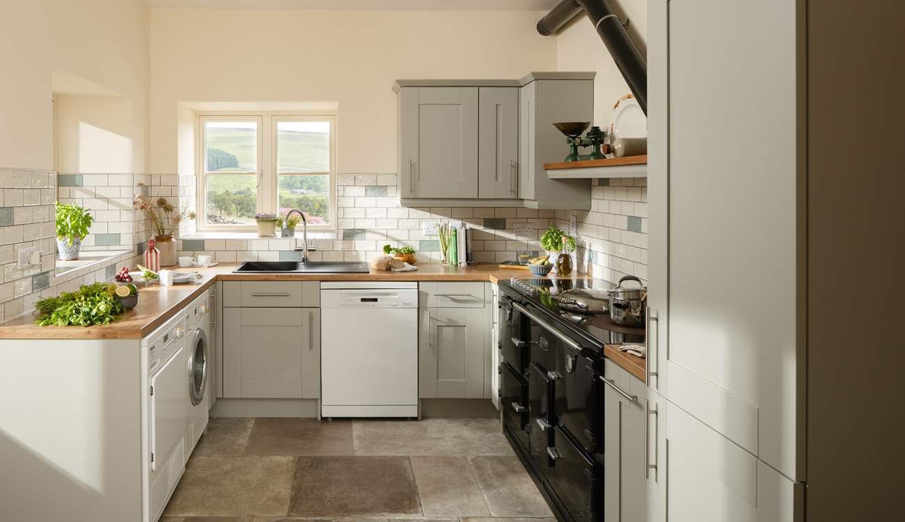 There is everything you need in the kitchen to whip up a memorable meal. Please note the range cooker is not in use. 