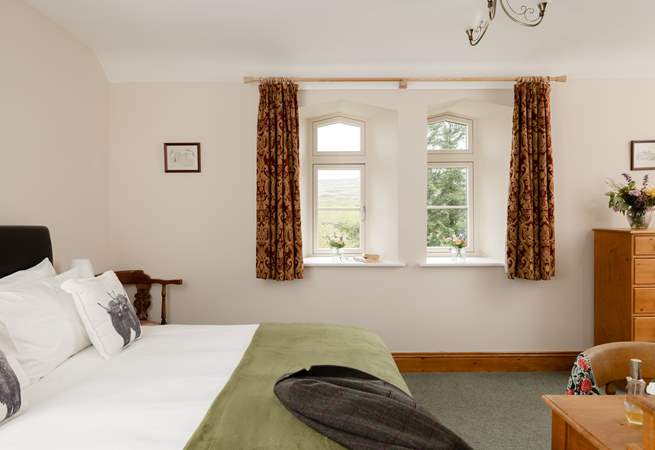 Bedroom 1 is spacious with a 'zip and link' bed and superb vires.