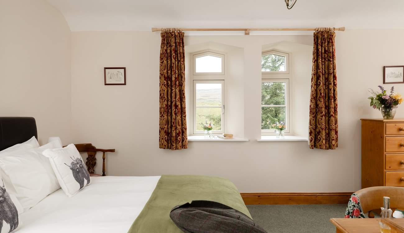 Bedroom 1 is spacious with a 'zip and link' bed and superb vires.