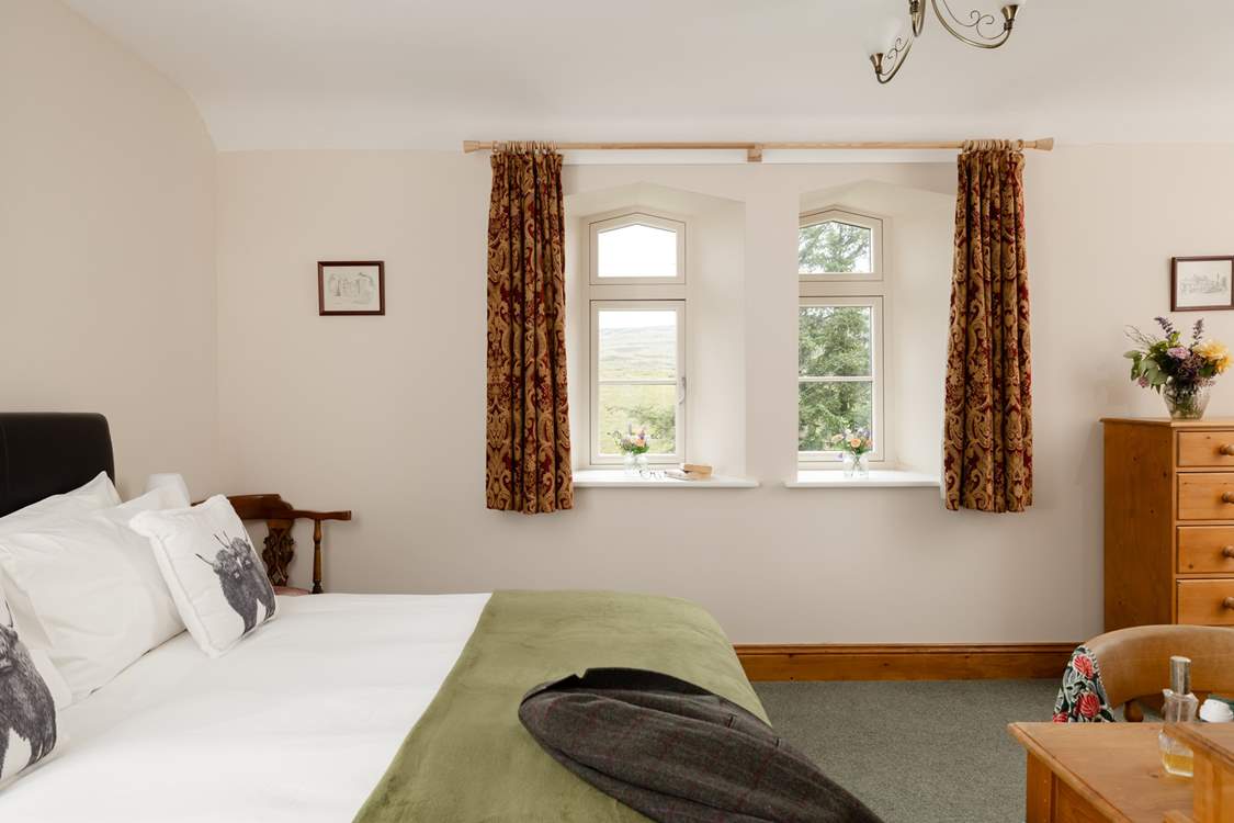 Bedroom 1 is spacious with a 'zip and link' bed and superb vires.