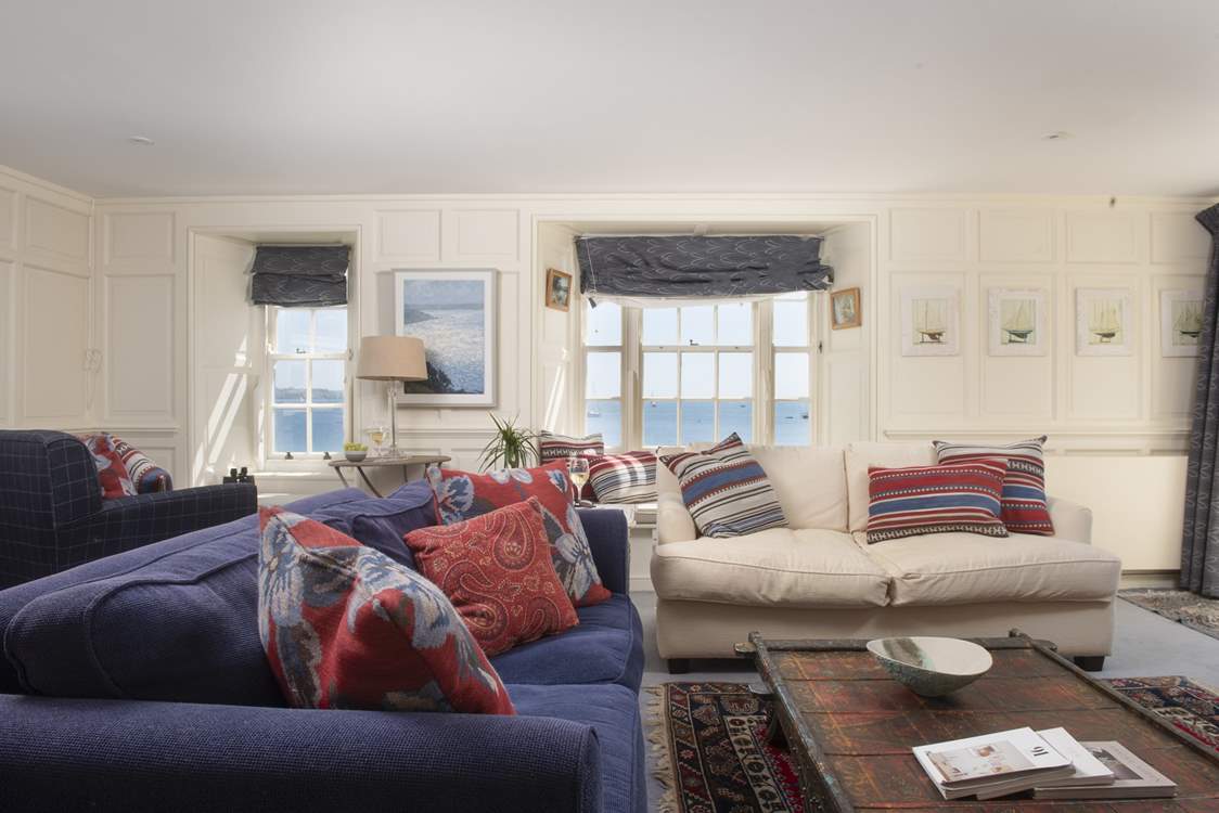 The spacious sitting-room is comfortable and relaxing, just what you want when you are on holiday.