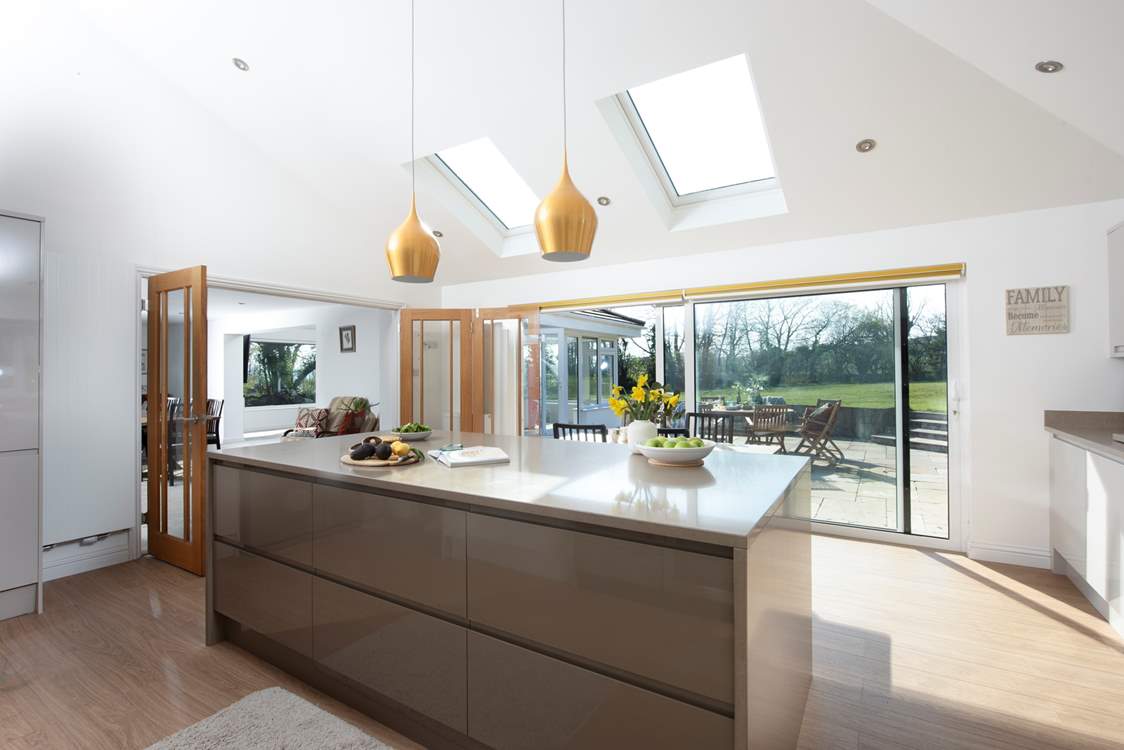 Light and airy, the kitchen has plenty of room for preparing holiday feasts.