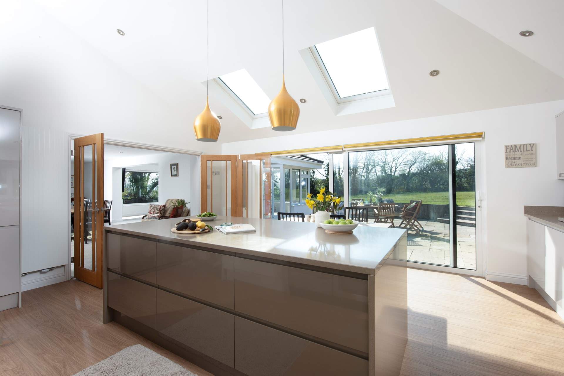 The floor to ceiling windows and sky lights really let the light flood in.