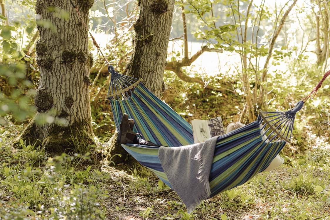 Gently sway in the hammock woven between the trees.