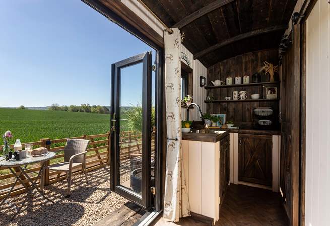 Open the double doors and welcome the outside in. 