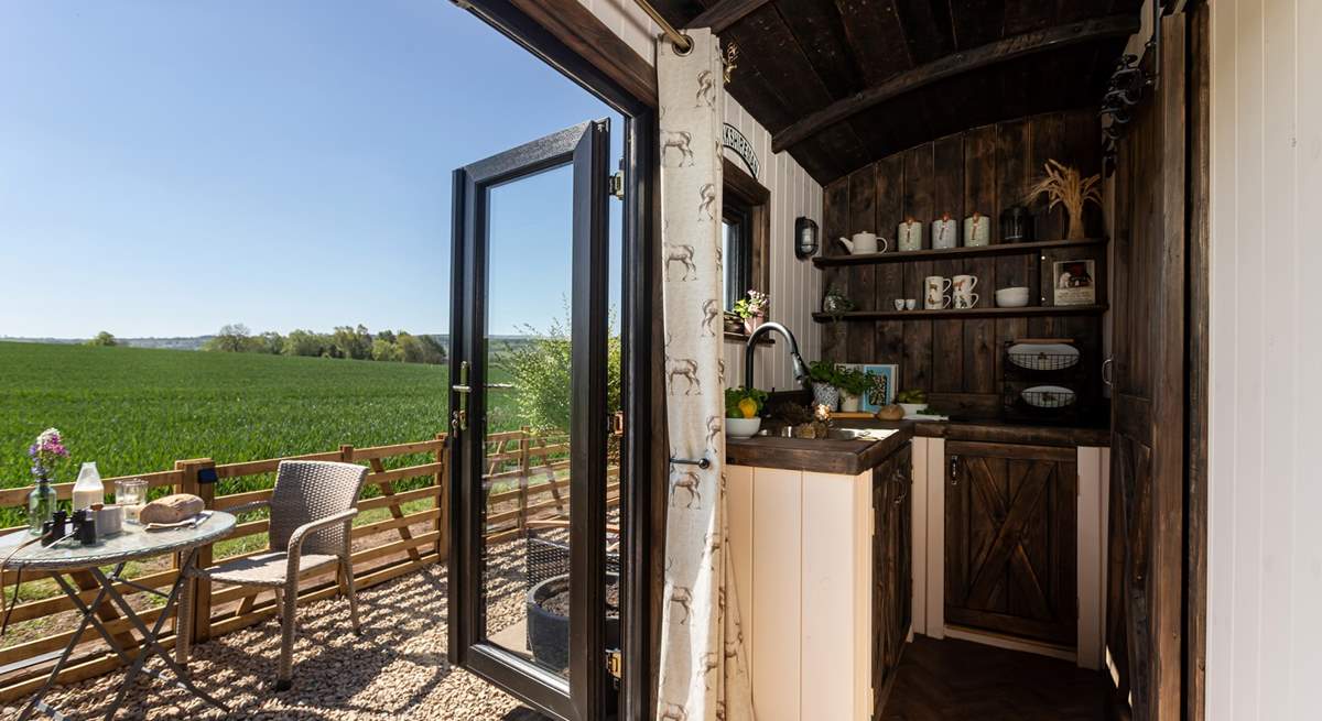 Open the double doors and welcome the outside in. 