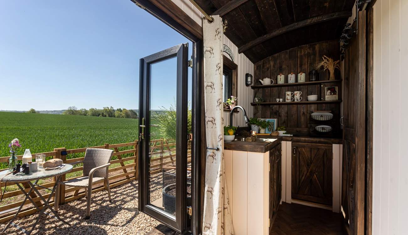 Open the double doors and welcome the outside in. 