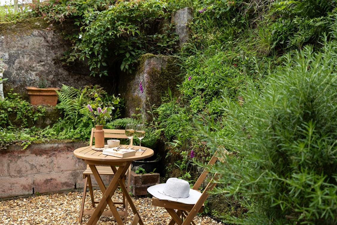 The sunken courtyard garden leads off from the bedroom.
