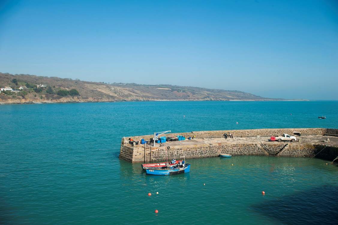 Coverack Harbour is a six minute stroll away.