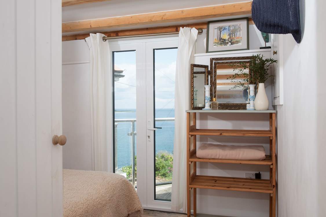 Looking out towards the balcony.