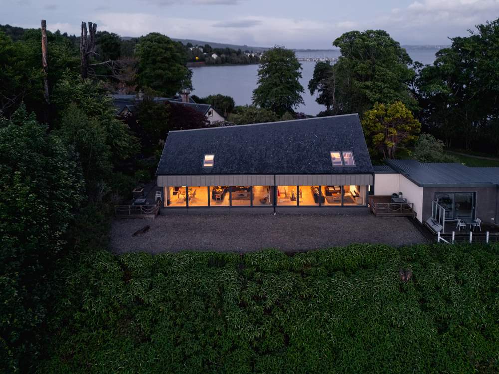 Twinkling lights at night.