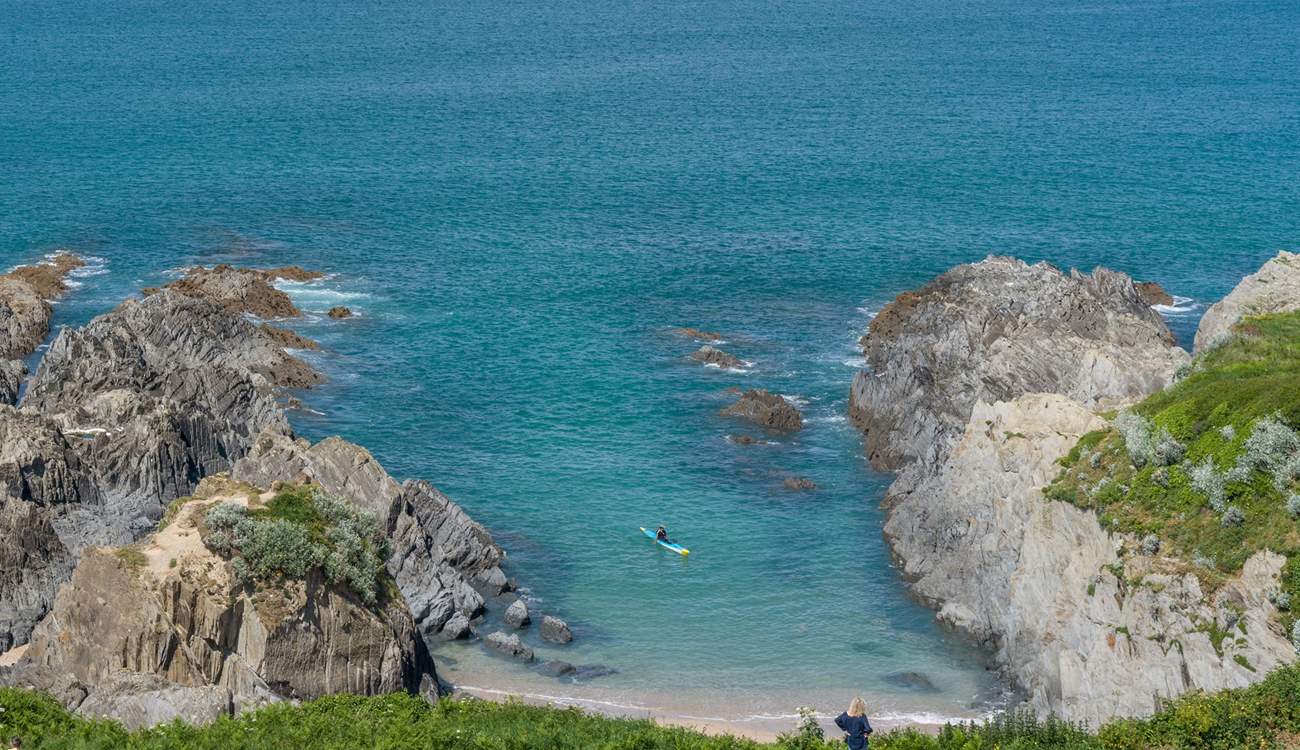 The gorgeous Barricane Bay is literally outside the apartment block.