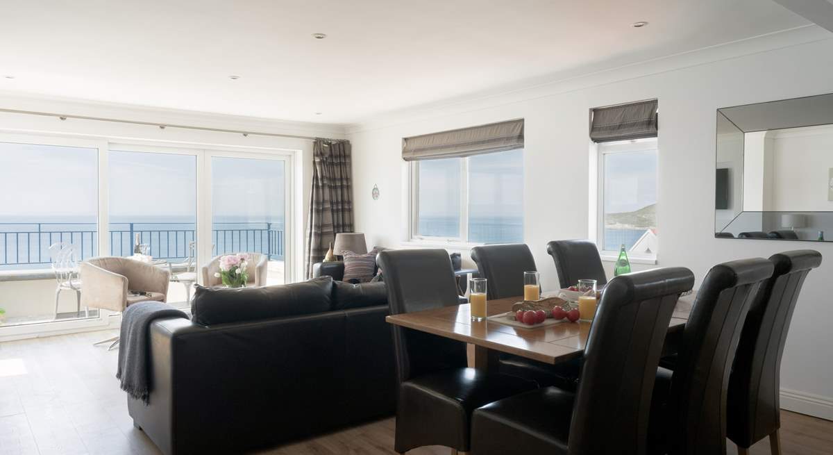 The open plan reception room will delight from dawn until dusk, no matter the season.