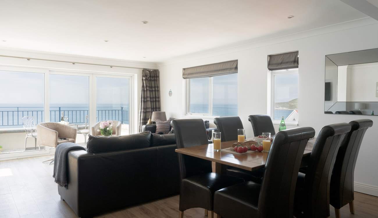 The open plan reception room will delight from dawn until dusk, no matter the season.