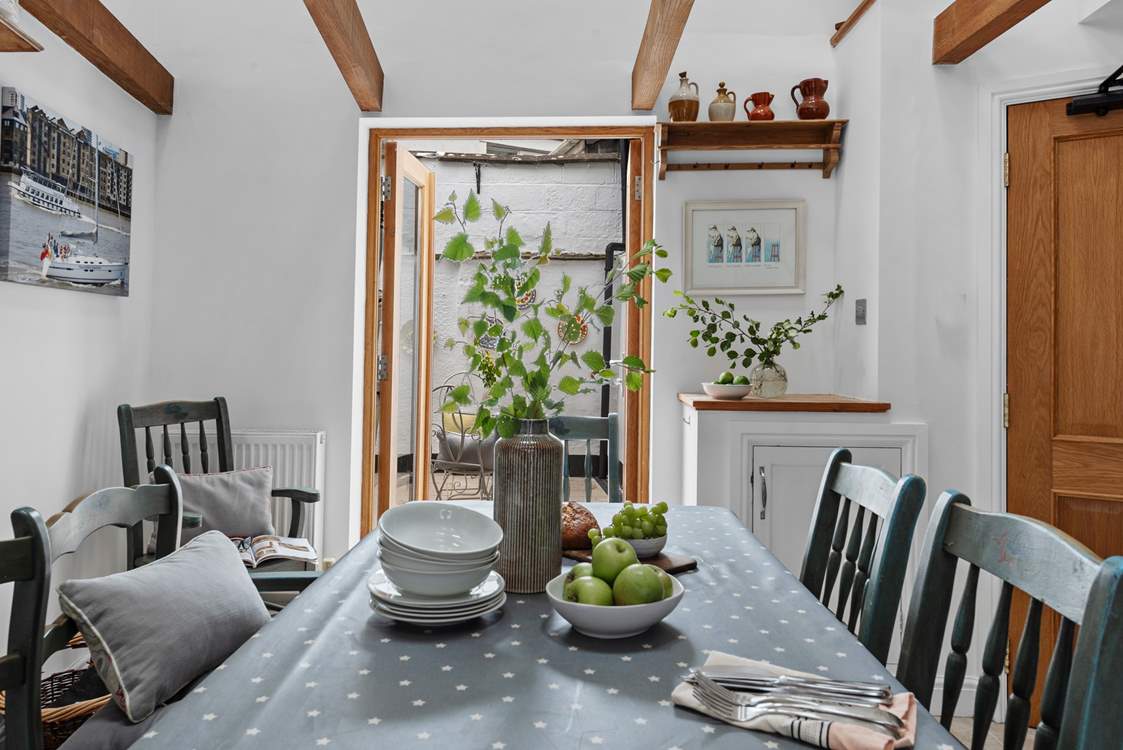 From the kitchen the double doors lead out to the terraced areas.