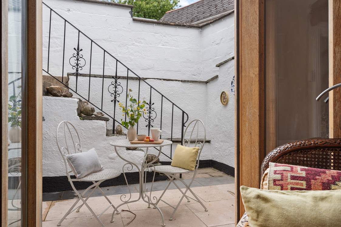 The lower courtyard is the perfect spot for a morning cuppa.