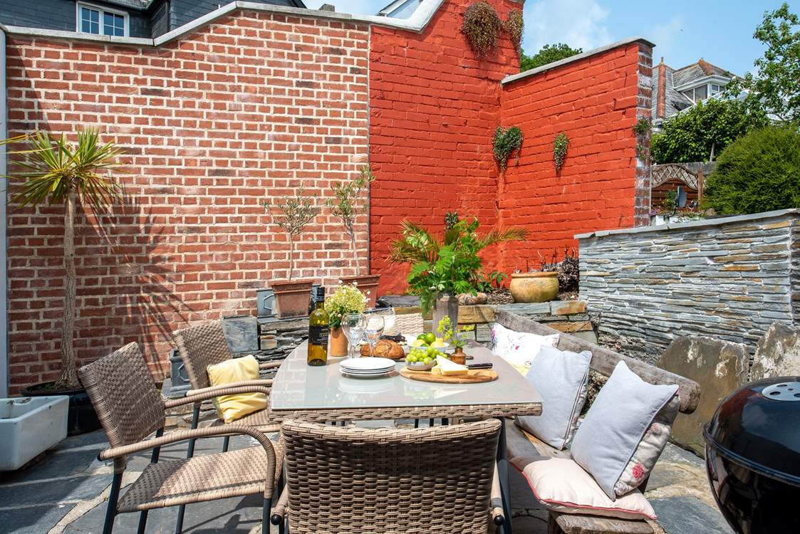 Enjoy meals in the best of the Cornish sunshine on the upper terrace.
